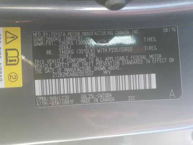 2016 LEXUS RX 350 BAS 2T2BZMCA8GC051557