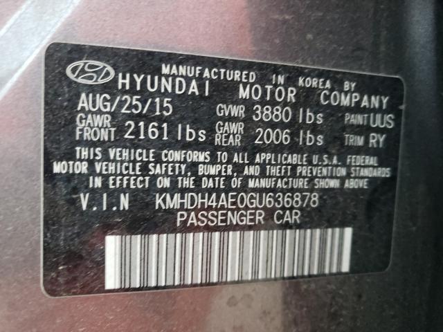 2016 HYUNDAI ELANTRA SE KMHDH4AE0GU636878
