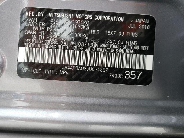 2018 MITSUBISHI OUTLANDER JA4AP3AU8JU024862