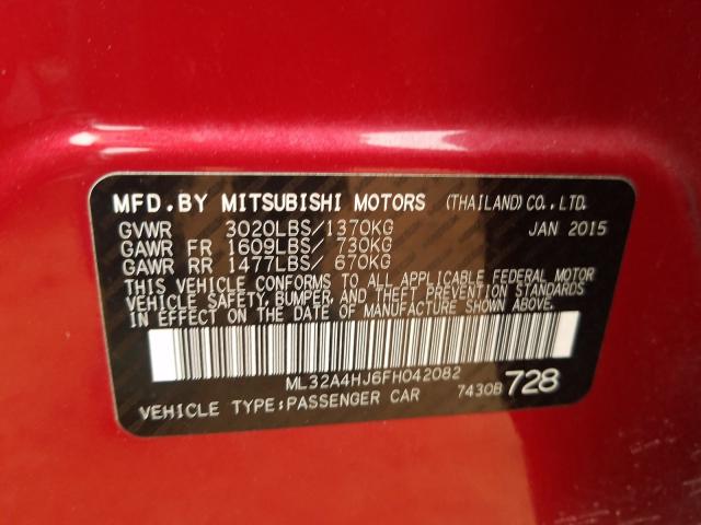 2015 MITSUBISHI MIRAGE ES ML32A4HJ6FH042082