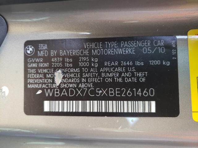 2011 BMW 335 I WBADX7C5XBE261460