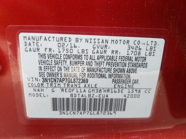 2016 NISSAN VERSA 3N1CN7AP7GL872369