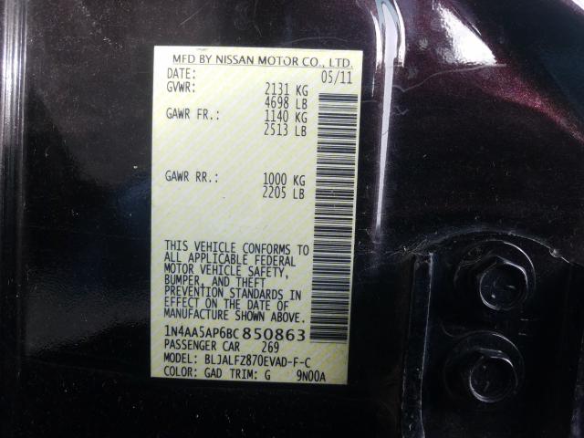 2011 NISSAN MAXIMA 1N4AA5AP6BC850863