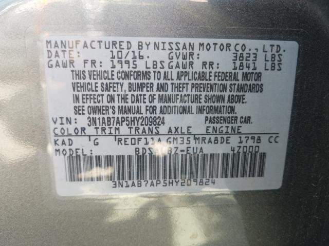 2017 NISSAN SENTRA 3N1AB7AP5HY209824