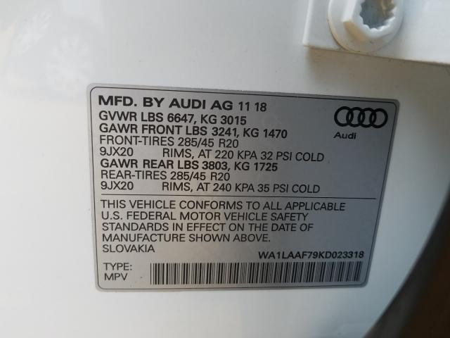 VIN WA1LAAF79KD023318 2019 Audi Q7, Premium Plus no.10