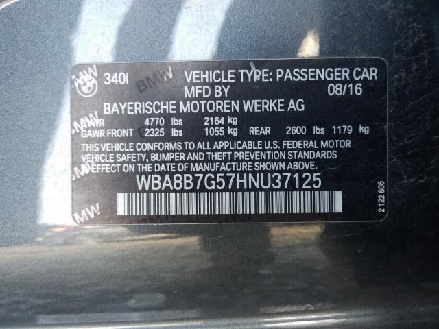 2017 BMW 340 XI WBA8B7G57HNU37125