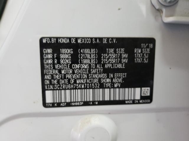 2019 HONDA HR-V EXL 3CZRU6H75KM701532