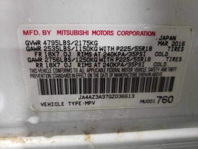 2016 MITSUBISHI OUTLANDER JA4AZ3A37GZ036613