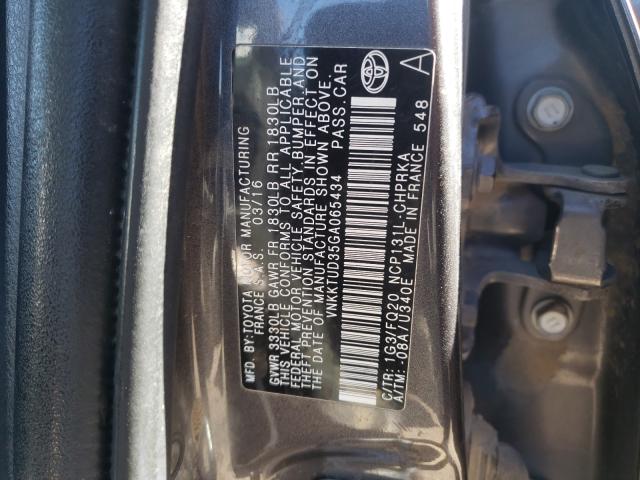 2016 TOYOTA YARIS L VNKKTUD35GA065434