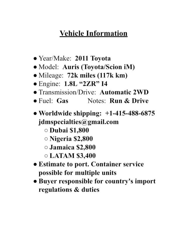 2011 TOYOTA SCION IM ZRE1521155402