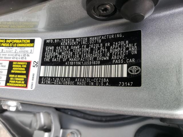 2018 TOYOTA CAMRY L 4T1B11HK1JU591639