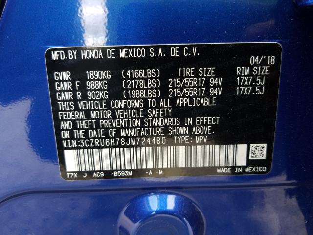 2018 HONDA HR-V EXL 3CZRU6H78JM724480