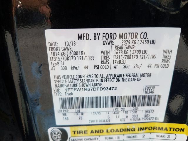 2013 FORD F150 SVT R 1FTFW1R67DFD93472