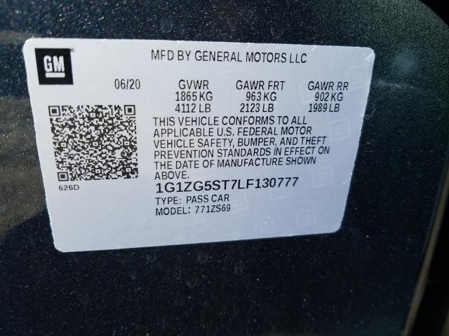 2020 CHEVROLET MALIBU 1G1ZG5ST7LF130777