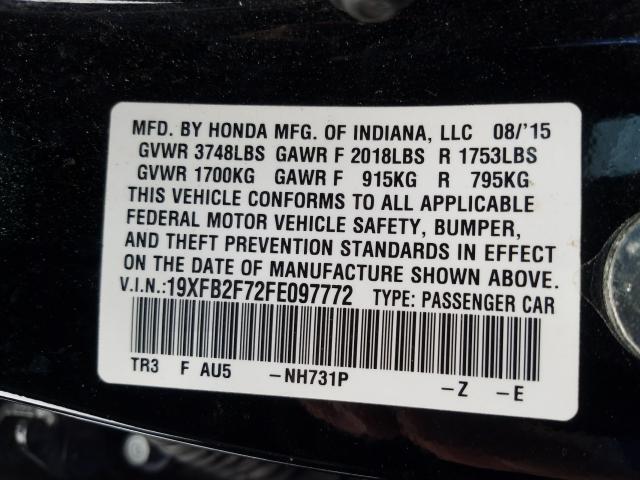 2015 HONDA CIVIC SE 19XFB2F72FE097772