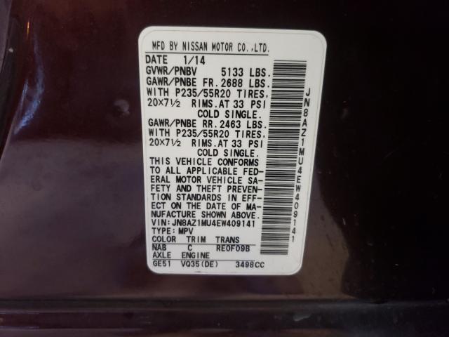 2014 NISSAN MURANO S JN8AZ1MU4EW409141