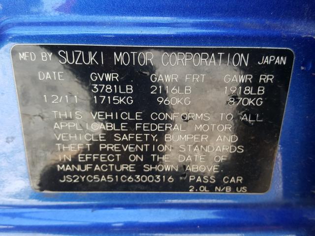 2012 SUZUKI SX4 SPORT JS2YC5A51C6300316