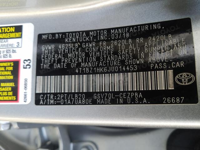 2018 TOYOTA CAMRY XSE 4T1BZ1HK6JU014453