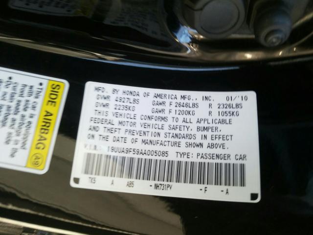 2010 ACURA TL 19UUA9F59AA005085