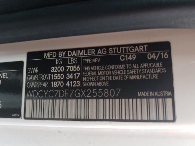 VIN WDCYC7DF7GX255807 2016 Mercedes-Benz G-Class, 6... no.10