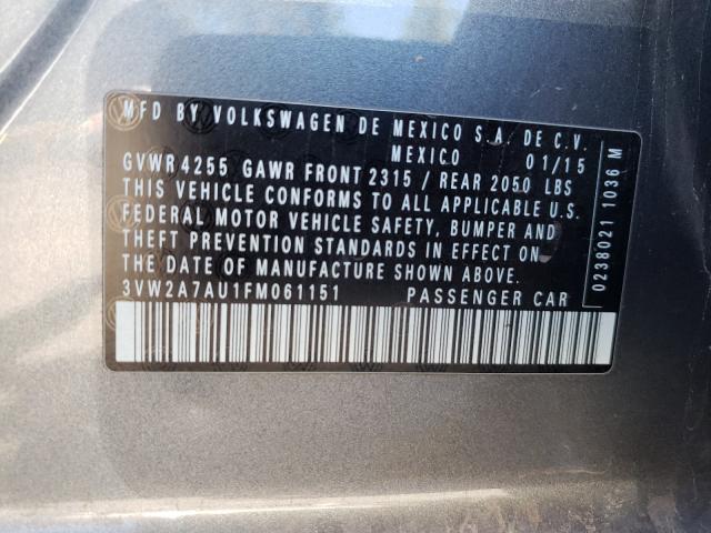 2015 VOLKSWAGEN GOLF TDI 3VW2A7AU1FM061151