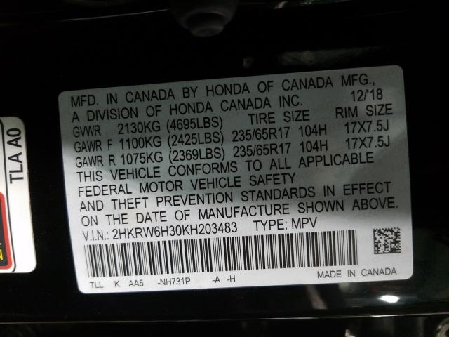 2019 HONDA CR-V LX 2HKRW6H30KH203483