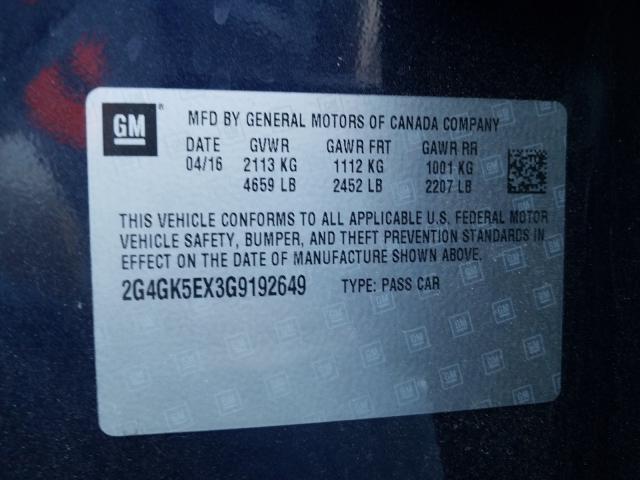 2016 BUICK REGAL 2G4GK5EX3G9192649