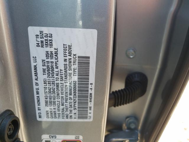 2019 HONDA RIDGELINE 5FPYK2F23KB006663