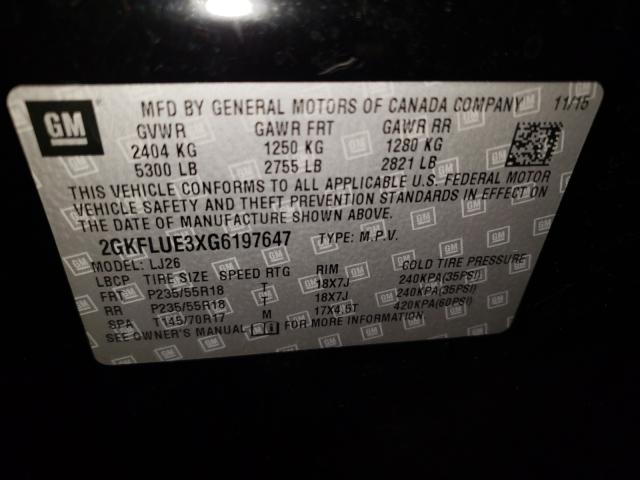 2016 GMC TERRAIN SL 2GKFLUE3XG6197647