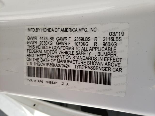 2019 HONDA ACCORD SPO 1HGCV1F39KA070424