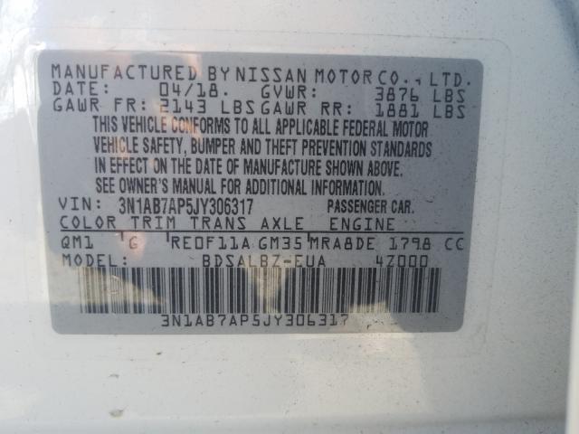 2018 NISSAN SENTRA S 3N1AB7AP5JY306317