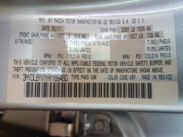 2017 TOYOTA YARIS IA 3MYDLBYV1HY189460