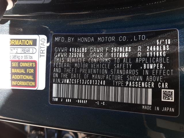 2018 HONDA CLARITY JHMZC5F13JC013240