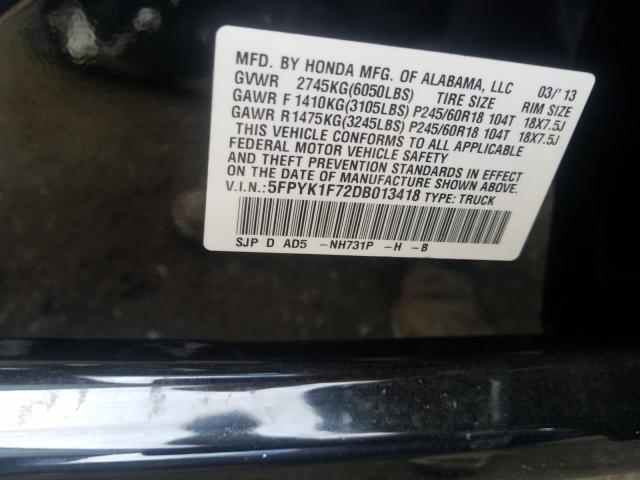 2013 HONDA RIDGELINE 5FPYK1F72DB013418