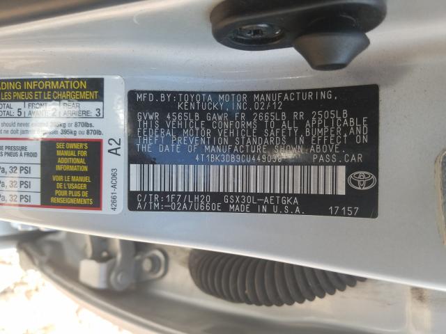 2012 TOYOTA AVALON BAS 4T1BK3DB9CU449038