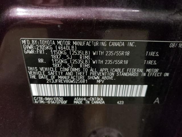2016 TOYOTA RAV4 SE 2T3JFREV8GW525681