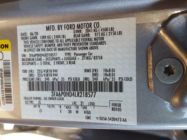 2020 FORD FUSION SE 3FA6P0HD4LR218577