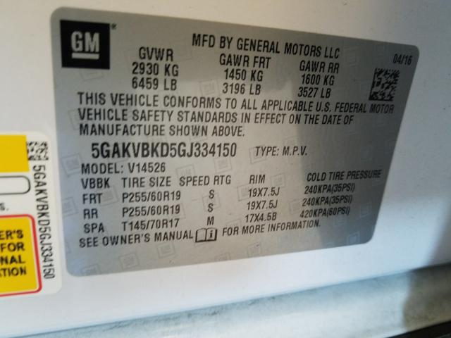 2016 BUICK ENCLAVE 5GAKVBKD5GJ334150