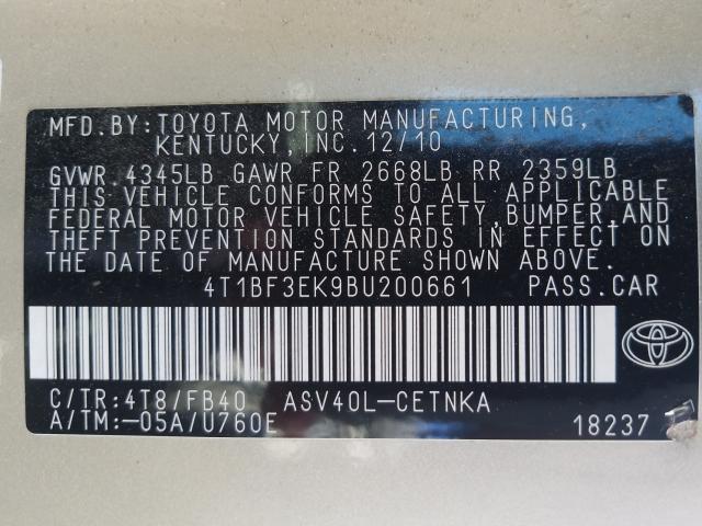 2011 TOYOTA CAMRY BASE 4T1BF3EK9BU200661