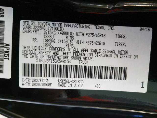 2016 TOYOTA TUNDRA DOU 5TFUW5F15GX548154