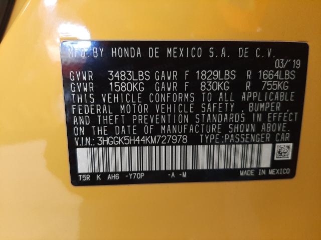 2019 HONDA FIT LX 3HGGK5H44KM727978