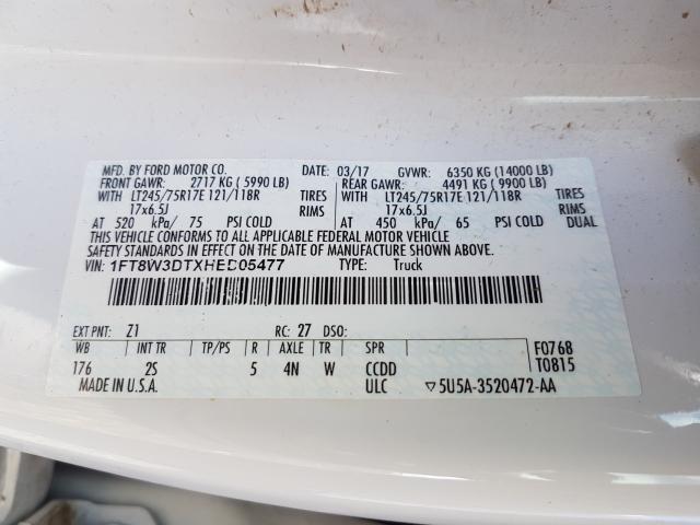 2017 FORD F350 SUPER 1FT8W3DTXHED05477