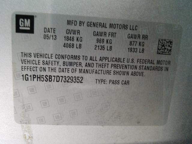 2013 CHEVROLET CRUZE ECO 1G1PH5SB7D7329352