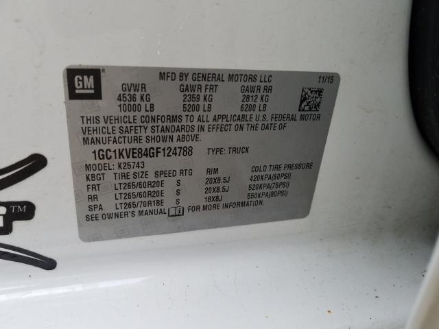 2016 CHEVROLET SILVERADO 1GC1KVE84GF124788