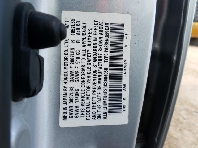 2012 HONDA CIVIC JHMFB4F20CS006036