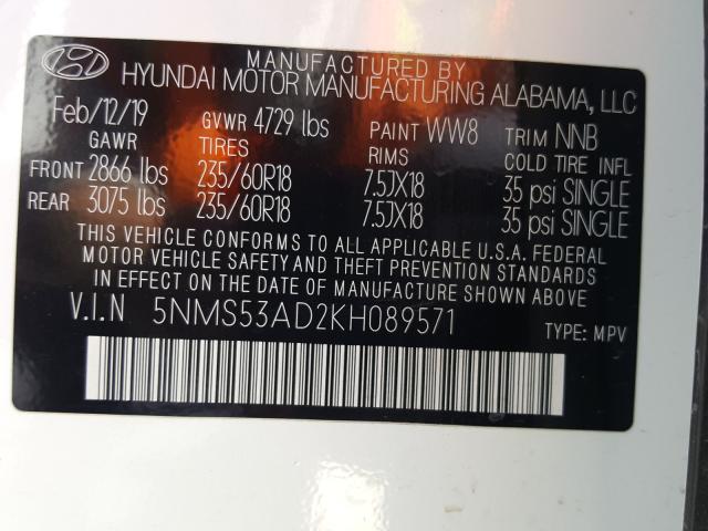 2019 HYUNDAI SANTA FE L 5NMS53AD2KH089571