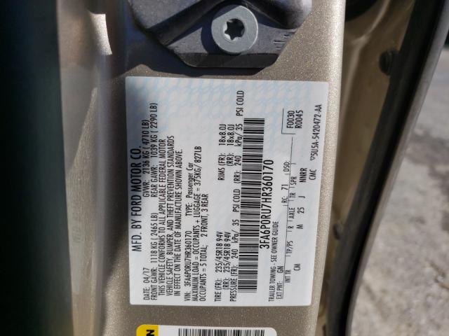 2017 FORD FUSION TIT 3FA6P0RU7HR360170