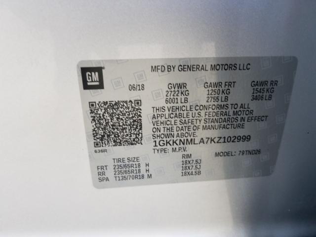 2019 GMC ACADIA SLT 1GKKNMLA7KZ102999