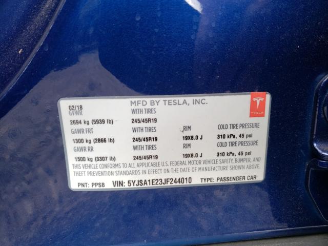 2018 TESLA MODEL S 5YJSA1E23JF244010