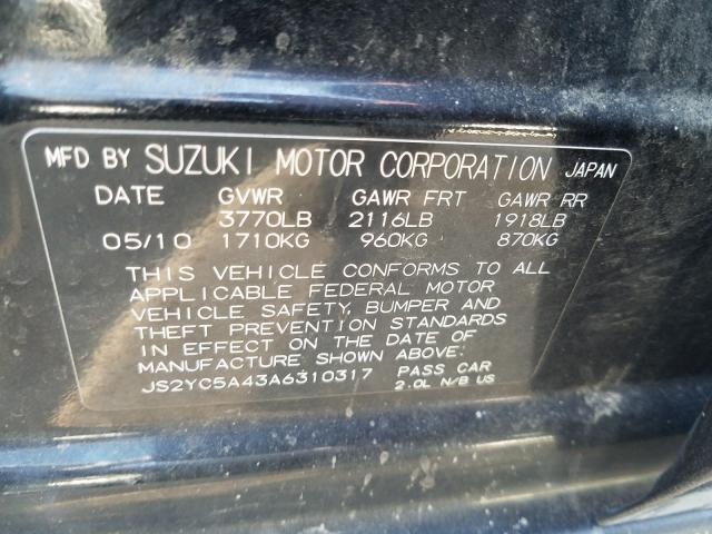 2010 SUZUKI SX4 SPORT JS2YC5A43A6310317